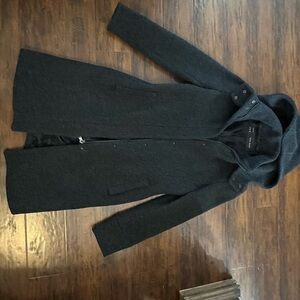 Zara Dark Gray Hooded Pea Coat